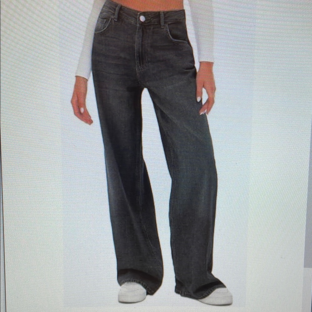 FLVSUN Black Mid Rise Baggy Wide Leg Pants Size M (6) NWOT